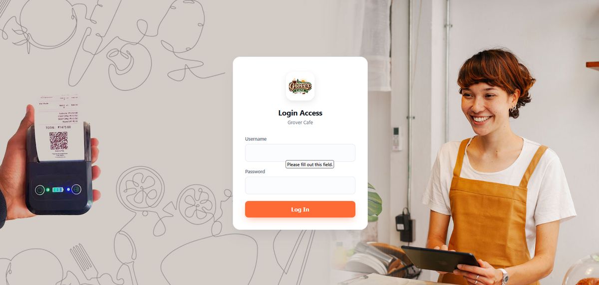 Staff login screen