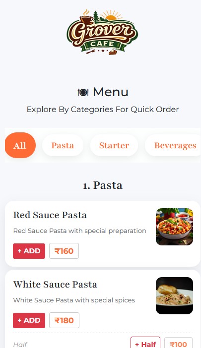 QR digital menu on a customer's phone